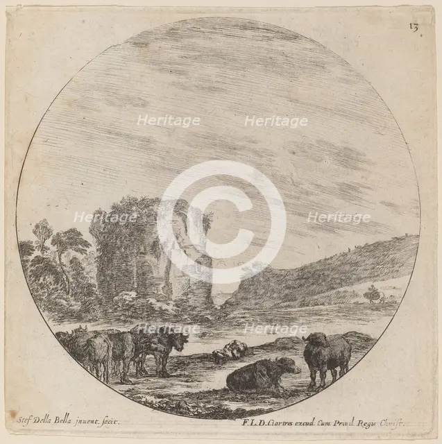 Landscape with Antique Ruins, 1646. Creator: Stefano della Bella.