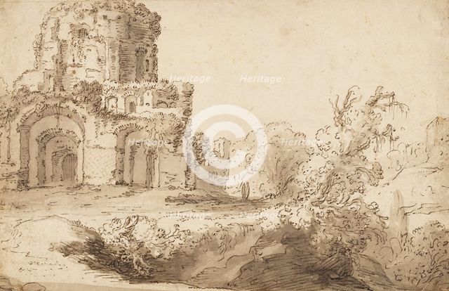Landscape with ancient ruins, unknown date. Creator: Anon.
