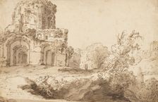 Landscape with ancient ruins, unknown date. Creator: Anon