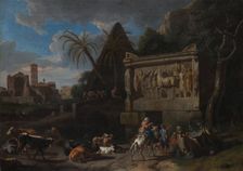Landscape with Ancient Ruins, a Resting Flock in the Front, c1694-1720. Creator: Pieter van Bloemen
