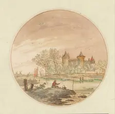 Landscape with angler and castle, 1644-1686. Creator: Aarnout ter Himpel