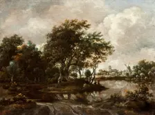 Landscape with Anglers and a Distant Town, between c1664 and c1665. Creator: Meindert Hobbema
