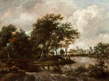 Landscape with Anglers and a Distant Town, between c1664 and c1665. Creator: Meindert Hobbema