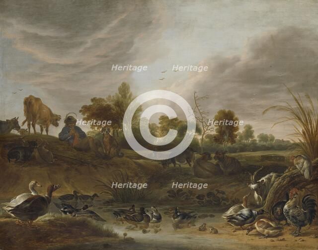 Landscape with animals, 1652. Creator: Cornelis Saftleven.