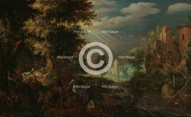 Landscape with Animals and Ruins, c1616. Creator: Roelandt Savery.