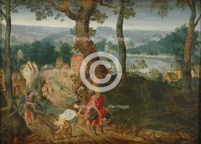 Landscape with Abraham and Isaac, Mid of 17th century. Artist: Grimmer, Jacob (ca 1525-1590)