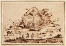 Landscape with Arched Ruins, 18th century. Creator: Unknown