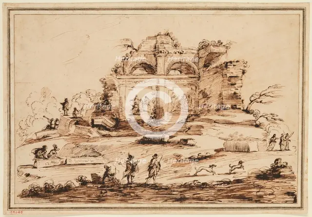 Landscape with Arched Ruins, 18th century. Creator: Unknown.