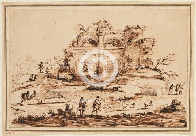 Landscape with Arched Ruins, 18th century. Creator: Unknown.