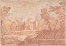 Landscape with Architectural Structure, 17th century. Creator: Anon