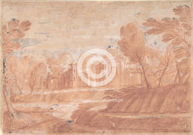 Landscape with Architectural Structure, 17th century. Creator: Anon.