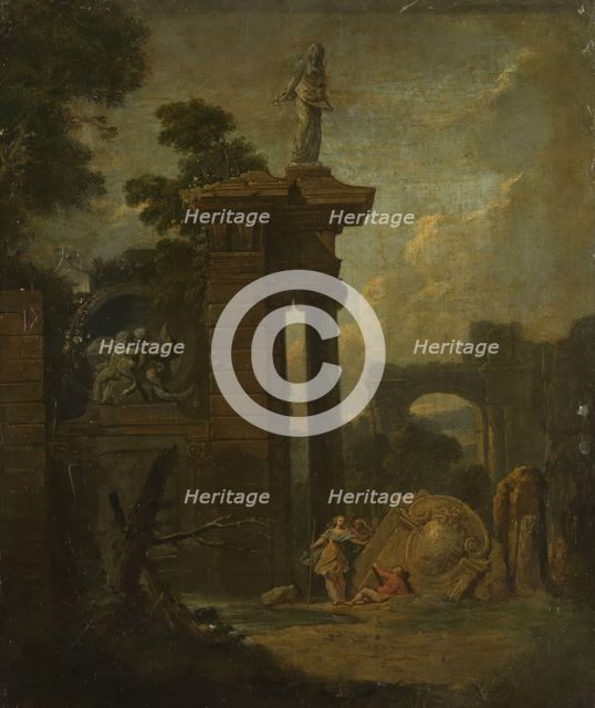 Landscape with Architecture and a Waterfall, 18th century. Creator: Carl Wilhelm Böhme.