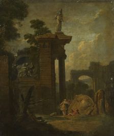 Landscape with Architecture and a Waterfall, 18th century. Creator: Carl Wilhelm Böhme