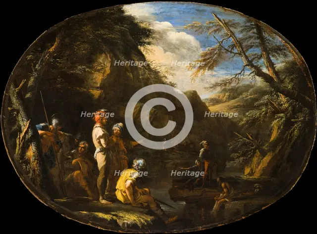 Landscape with Armed Men, c1640. Creator: Salvator Rosa.