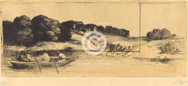 Landscape with Boat, 1st plate (Le paysage au bateau). Creator: Alphonse Legros.
