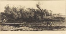 Landscape with Boat, 2nd plate (Paysage au bateau). Creator: Alphonse Legros
