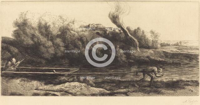Landscape with Boat, 2nd plate (Paysage au bateau). Creator: Alphonse Legros.