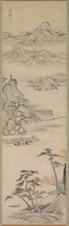 Landscape with Boaters, late 18th-early 19th century. Creator: Kenkado Kimura (Japanese, 1736-1802)