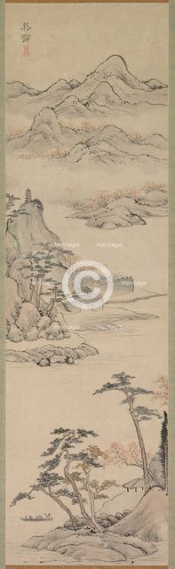 Landscape with Boaters, late 18th-early 19th century. Creator: Kenkado Kimura (Japanese, 1736-1802).