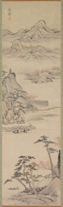 Landscape with Boaters, late 18th-early 19th century. Creator: Kenkado Kimura (Japanese, 1736-1802)