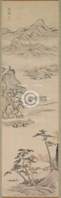 Landscape with Boaters, late 18th-early 19th century. Creator: Kenkado Kimura (Japanese, 1736-1802).