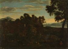 Landscape with Boats, Fishermen, and the Flight into Egypt, 17th century. Creator: Giovanni Francesco Grimaldi
