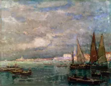 Landscape with Boats late 19th or early 20th century. Artist: Karl Hagemeister