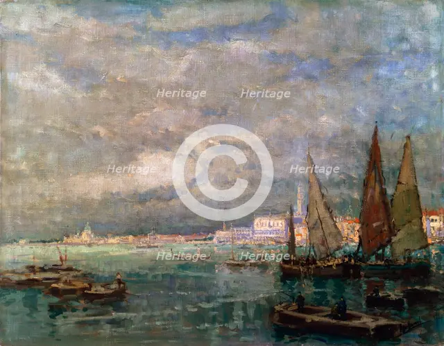'Landscape with Boats', late 19th or early 20th century.  Artist: Karl Hagemeister