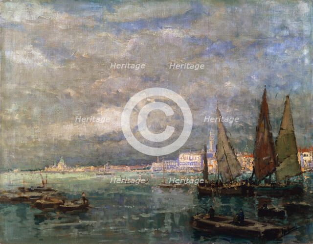 'Landscape with Boats', late 19th or early 20th century.  Artist: Karl Hagemeister