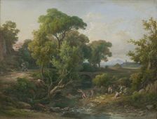 Landscape with bathers, 1860. Creator: Karol Marko