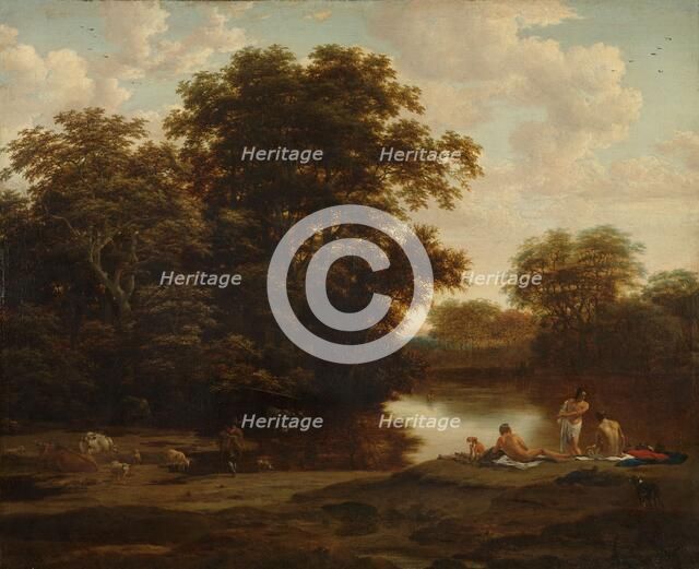 Landscape with Bathers, c.1660. Creator: Joris van der Haagen.