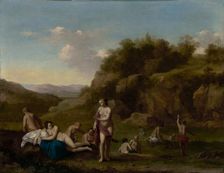 Landscape with Bathing Nudes, about 1640-1650. Creator: Cornelis van Poelenburgh