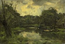 Landscape with barge, c.1886. Creator: Jacob Henricus Maris
