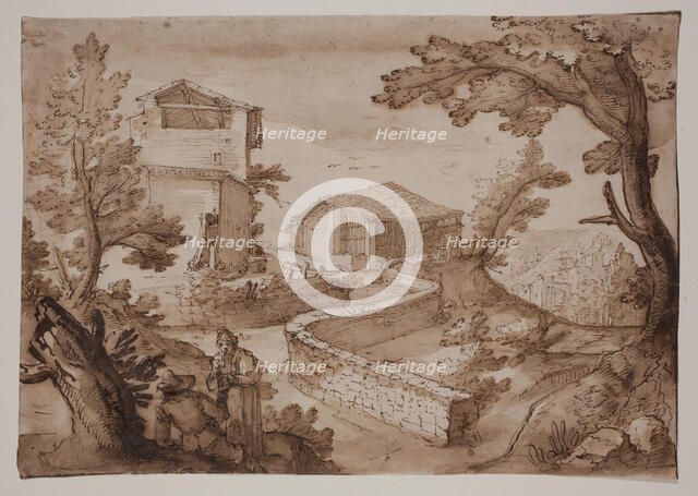 Landscape with Barn and Stable, c.between 1614 and 1616. Creator: Remigio Cantagallina.