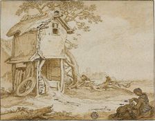 Landscape with Barnstable, Seated Woman, and Child, n.d. Creator: Esaias van de Velde