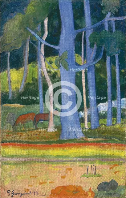 Landscape with blue trees (Paysage aux troncs bleus), 1892. Artist: Gauguin, Paul Eugéne Henri (1848-1903)