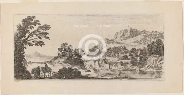 Landscape with Bridge, 1641. Creator: Stefano della Bella.