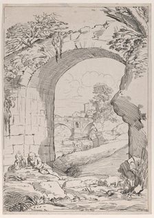 Landscape with Bridge, 18th century. Creator: Caylus, Anne-Claude-Philippe de