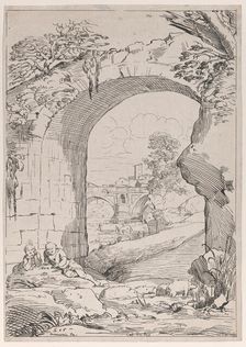 Landscape with Bridge, 18th century. Creator: Caylus, Anne-Claude-Philippe de