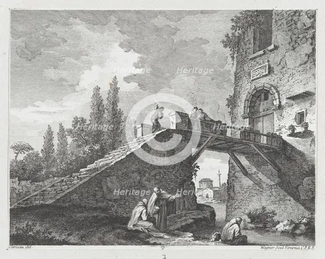 Landscape with Bridge, ca. 1750-70. Creator: Joseph Wagner.