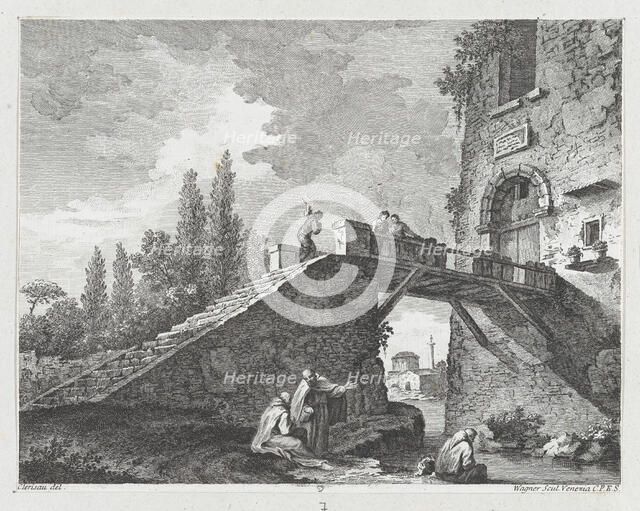 Landscape with Bridge, ca. 1750-70. Creator: Joseph Wagner.