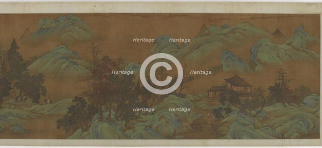 Landscape with buildings and travelers, 17th century. Creator: Unknown.