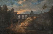 Landscape with Buildings and an Aqueduct, c17th century. Creator: Unknown