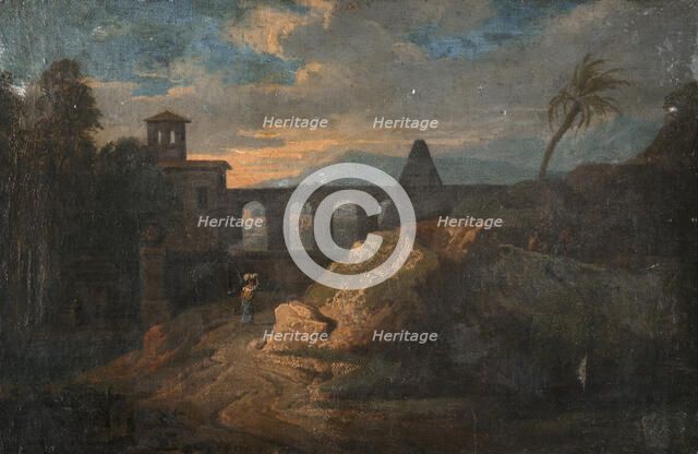 Landscape with Buildings and an Aqueduct, c17th century. Creator: Unknown.