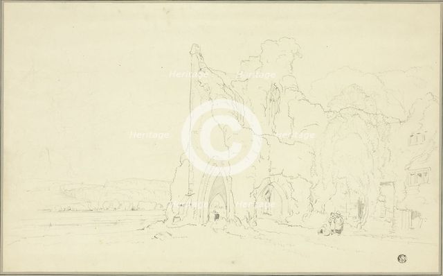 Landscape with Gothic Ruins, 1810/20. Creator: Cornelius Varley.