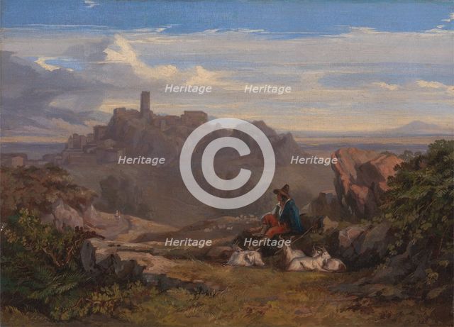 Landscape with Goatherd, ca. 1842. Creator: Edward Lear.