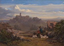 Landscape with Goatherd, ca. 1842. Creator: Edward Lear