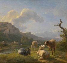 Landscape with Goats and Sheep, late 18th-early 19th century. Creator: Balthasar Paul Ommeganck