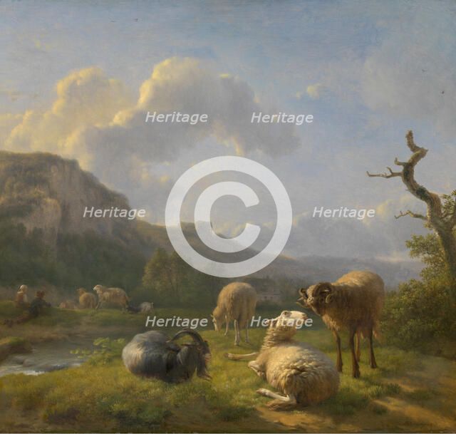 Landscape with Goats and Sheep, late 18th-early 19th century. Creator: Balthasar Paul Ommeganck.