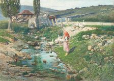 Landscape with goosegirl, 1890-1900. Creator: Vojtech Angyal